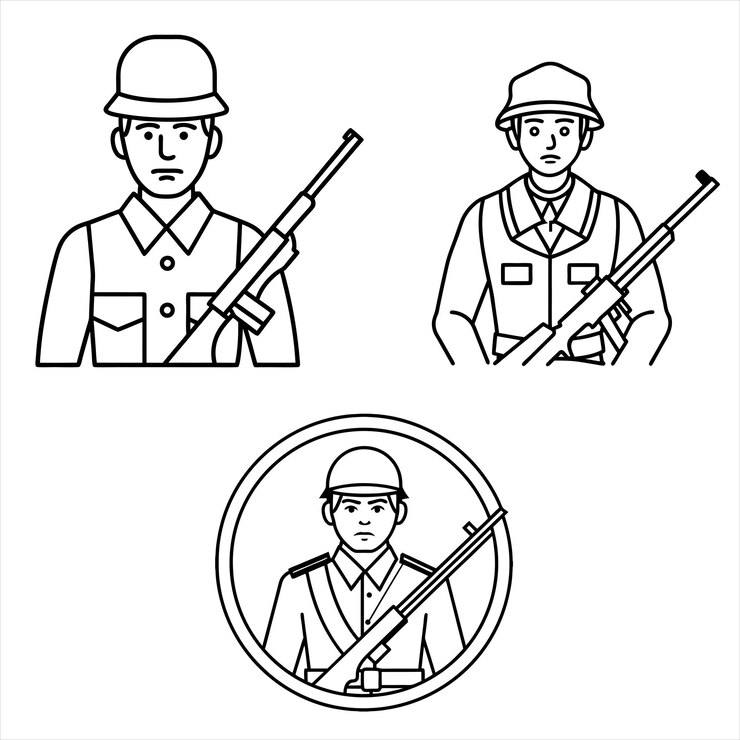 Siluetas llamativas dibujos vectoriales para los soldados del Día de los Veteranos