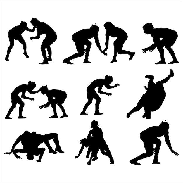 Las siluetas de los luchadores en acción