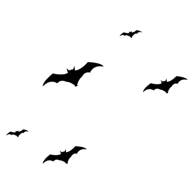 Siluetas de murciélagos soladas en el elemento de diseño tradicional blanco de Halloween