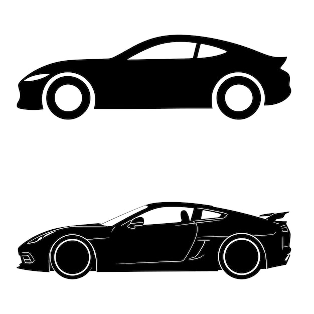 Siluetas negras de automóviles deportivos
