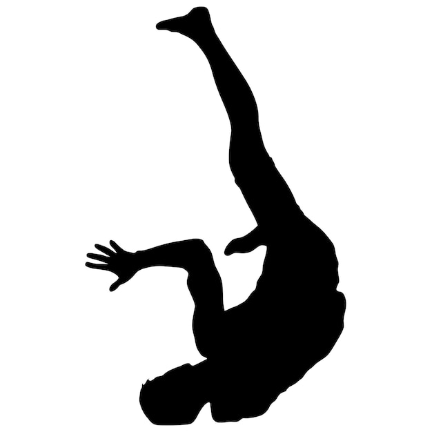 Las siluetas negras de breakdancer sobre un fondo blanco