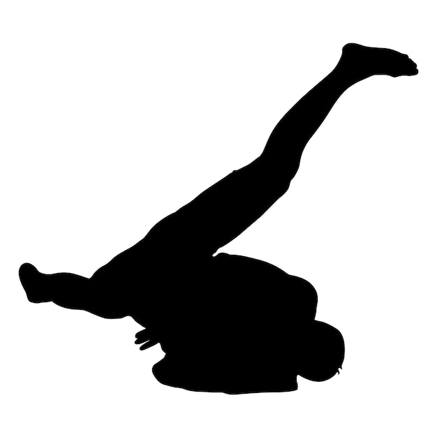 Las siluetas negras de breakdancer sobre un fondo blanco