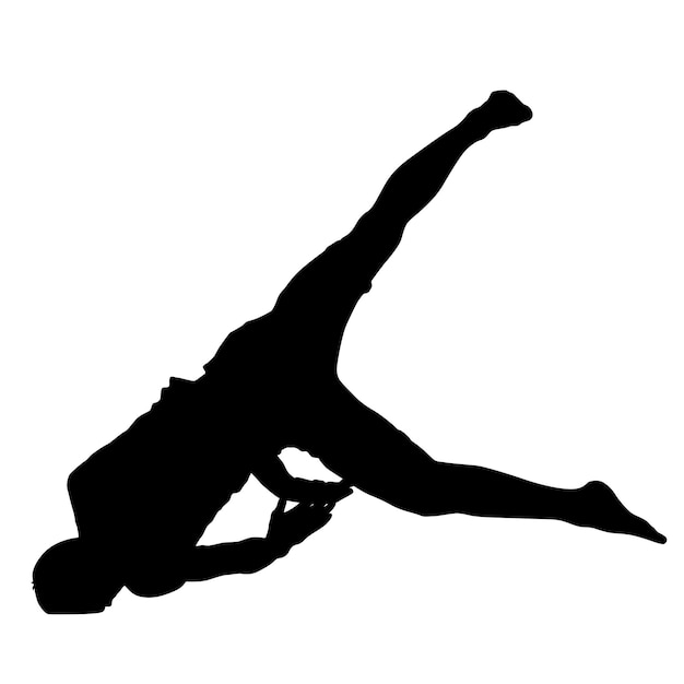 Las siluetas negras de breakdancer sobre un fondo blanco