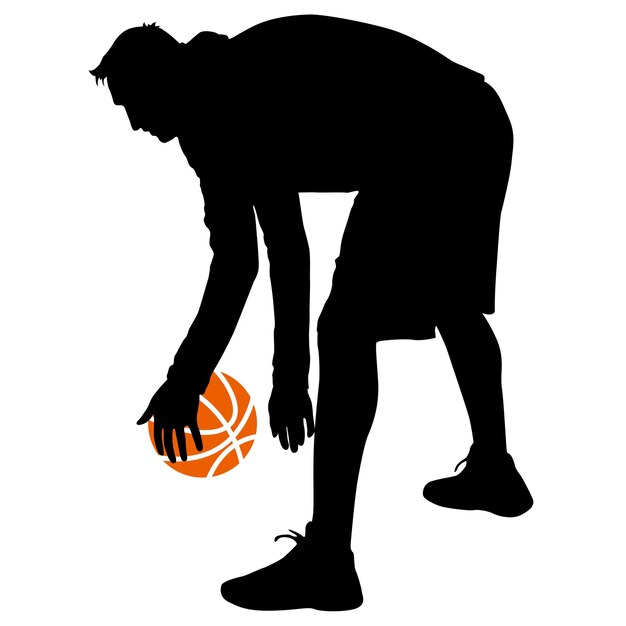 Vector siluetas negras de hombres jugando baloncesto sobre un fondo blanco ilustración vectorial