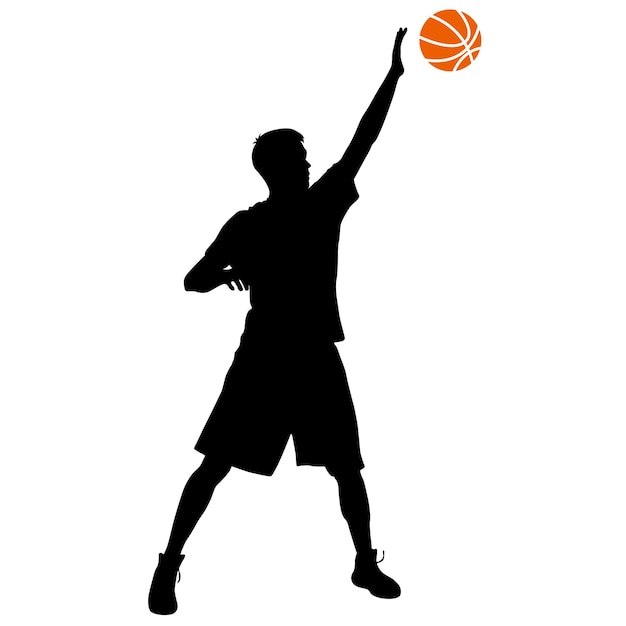 Vector siluetas negras de hombres jugando baloncesto sobre un fondo blanco ilustración vectorial