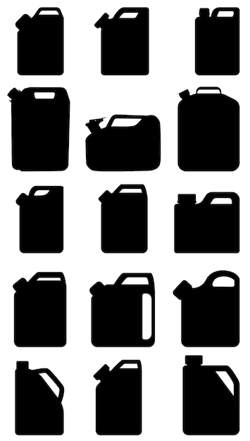 Siluetas negras de latas de automóvil Ilustración vectorial en vector de fondo blanco