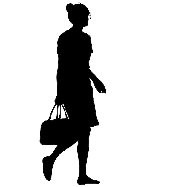 Siluetas negras de mujer hermosa sobre fondo blanco Ilustración vectorial