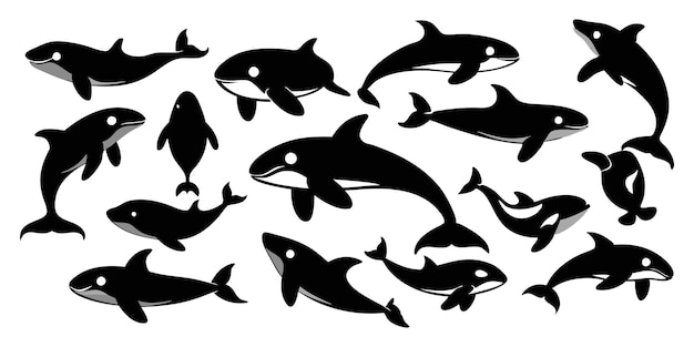 Siluetas negras de la orca