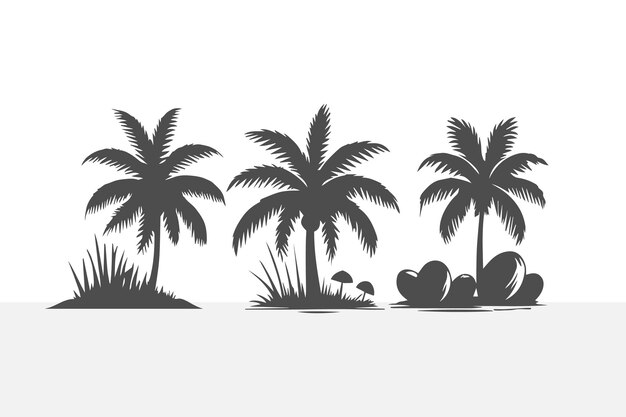 siluetas negras de palmeras diseño vectorial fondo blanco