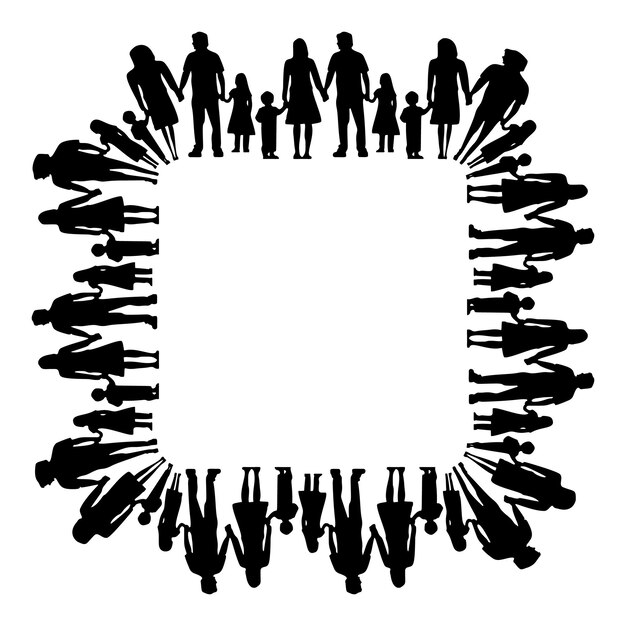 Siluetas negras de personas sobre un fondo blanco Ilustración vectorial