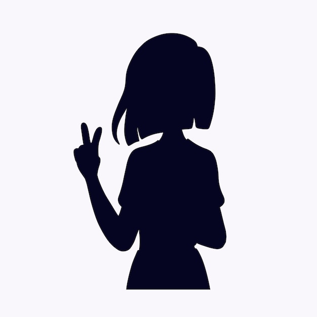 Siluetas de una niña con un peinado corto. Ilustración de vector de estilo plano
