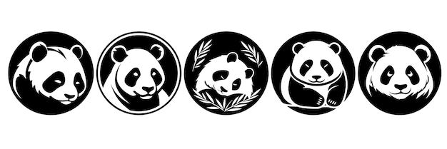 Siluetas de panda conjunto gran paquete de diseño de silueta vectorial aislado fondo blanco