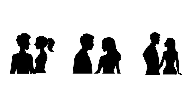 Siluetas de pareja romántica Amor y relación Ilustración vectorial