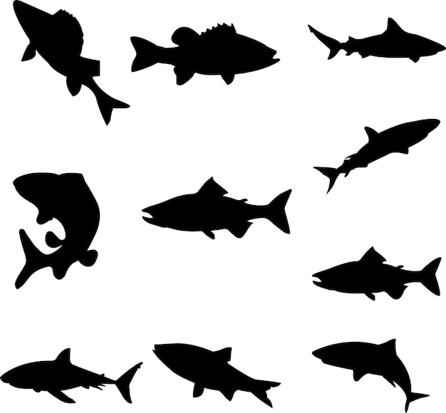 Vector siluetas de peces