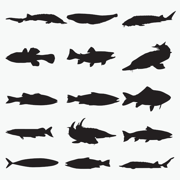 Vector siluetas de peces