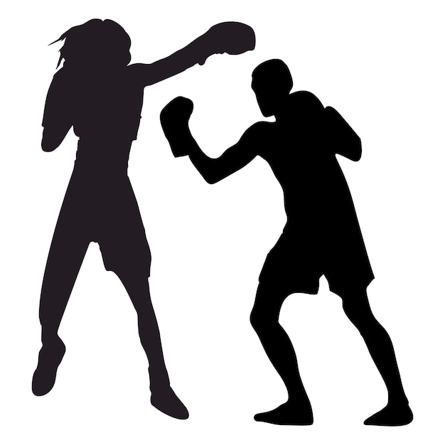 Vector siluetas de peleas con artes marciales y puños