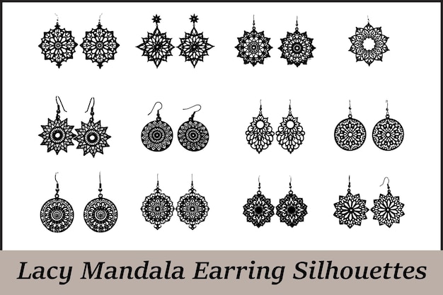 Siluetas de pendientes de mandala de encaje