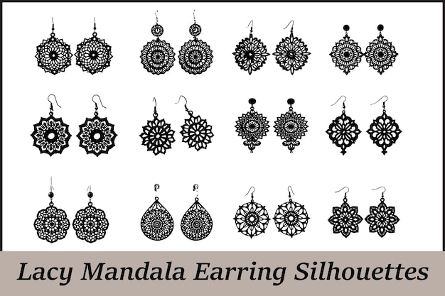 Siluetas de pendientes de mandala de encaje