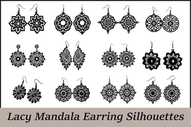 Siluetas de pendientes de mandala de encaje
