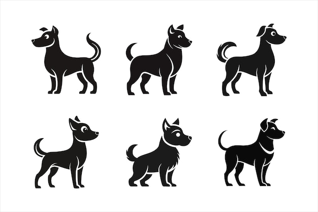 Siluetas de perros de dibujos animados