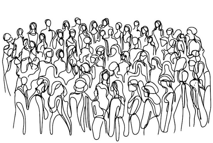 Siluetas de personas abstractas Esbozo de la multitud