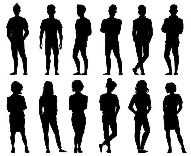 Siluetas de personas. siluetas de personas anónimas masculinas y femeninas