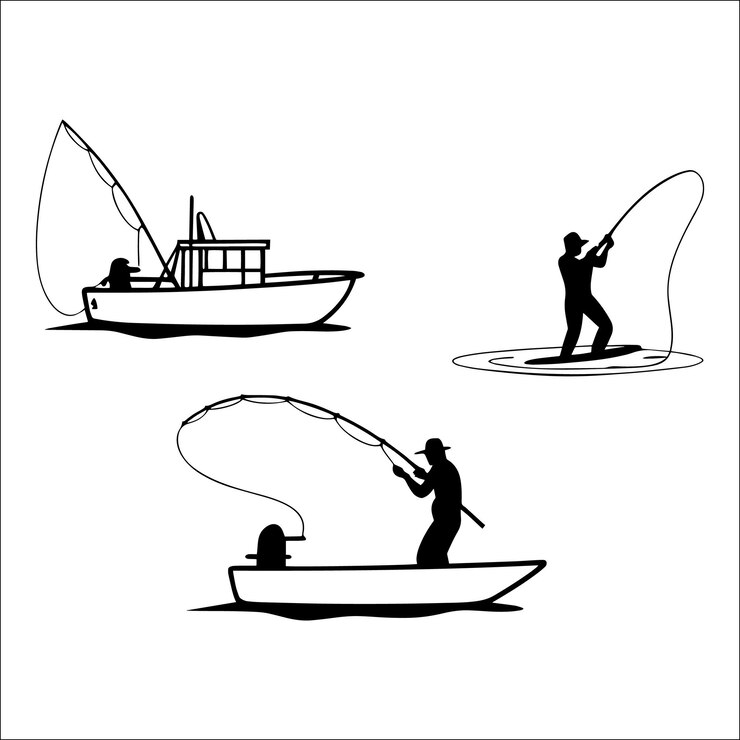 Vector siluetas de pesca