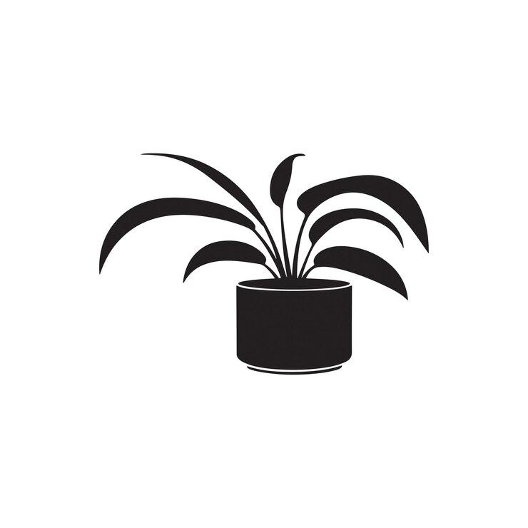 Siluetas de plantas de interior en color negro Plantas en maceta aisladas sobre un fondo blanco