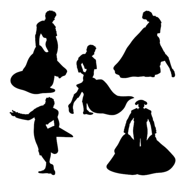 Vector siluetas de pose de matador