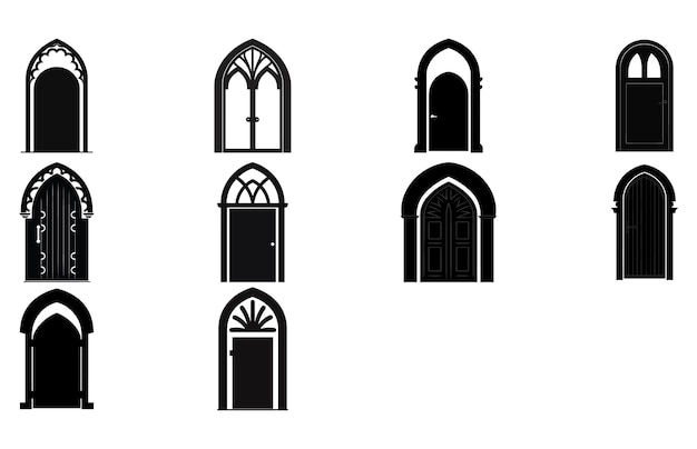 Siluetas de puertas medievales Tipo arquitectónico de arcos formas y formas siluetas