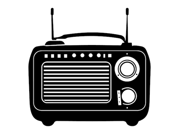 Siluetas de radio antiguas para podcast retro y diseño de transmisión Arte del Día Nacional del Podcast