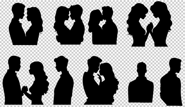Las siluetas románticas de la pareja de San Valentín
