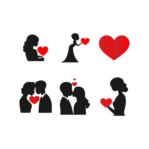 Siluetas románticas de parejas y corazones perfectos para el Día de San Valentín