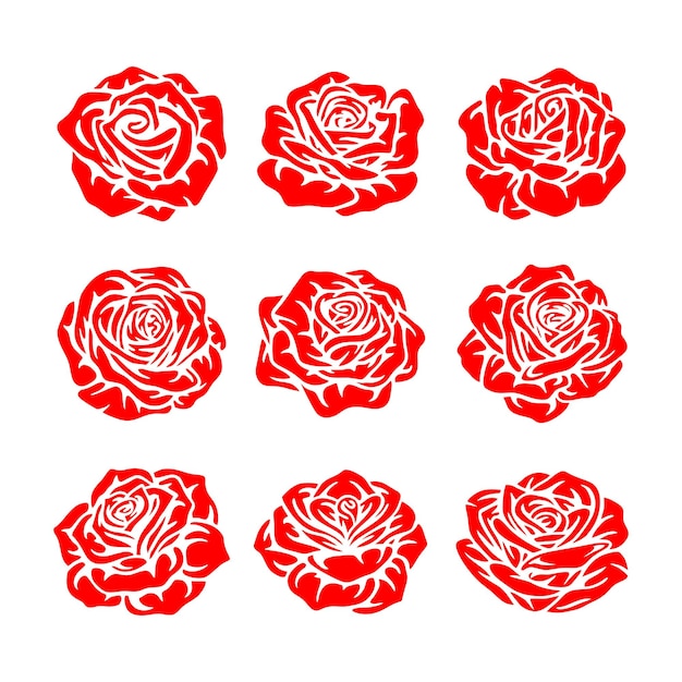 Siluetas de rosas conjunto de flores silueta de flores ilustración vectorial