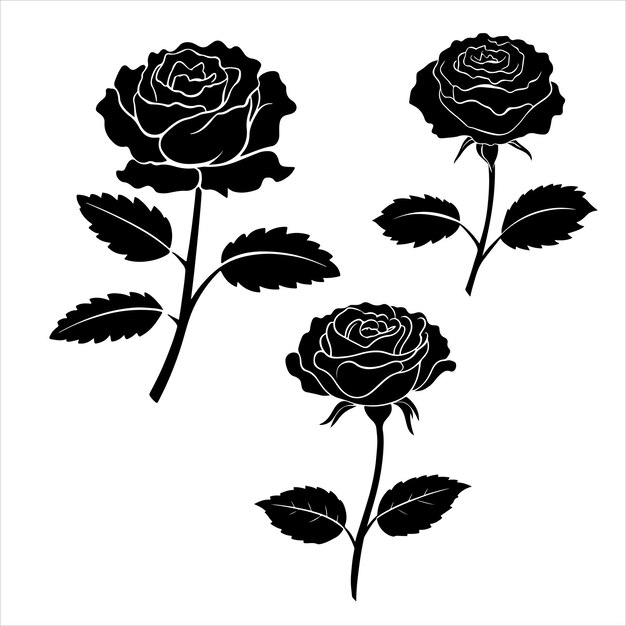 Vector siluetas de rosas