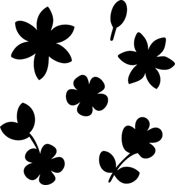 Siluetas sencillas de flores negras