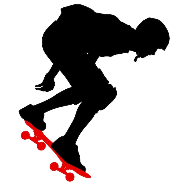 Vector siluetas un skater realiza saltando ilustración vectorial