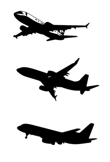 Siluetas de tres aviones en vuelo