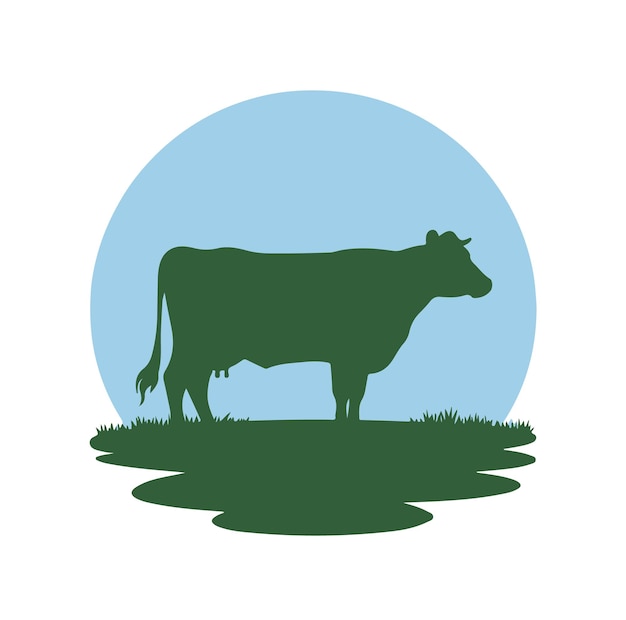 siluetas de vacas aisladas en un fondo blanco Ilustración vectorial