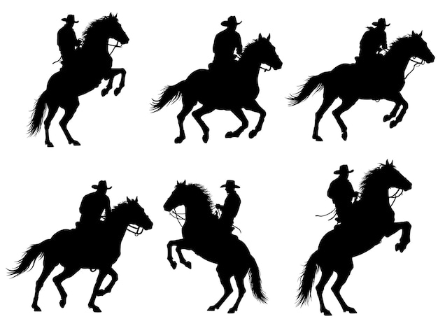 Siluetas de vaqueros a caballo