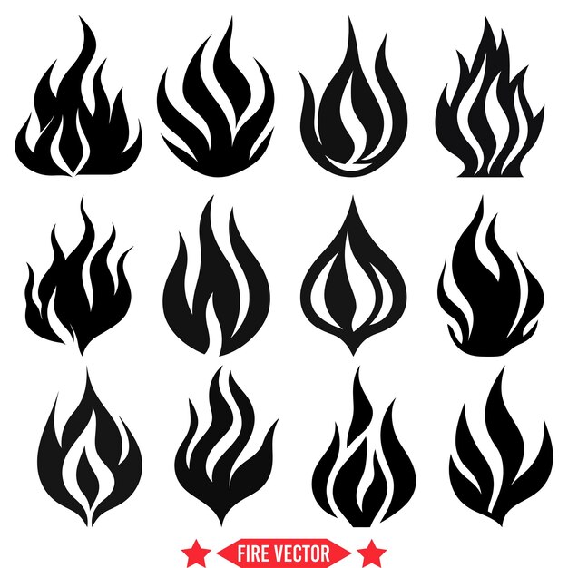 Las siluetas del vector de fuego expresivo de Heatwave Harmony para el brillo gráfico