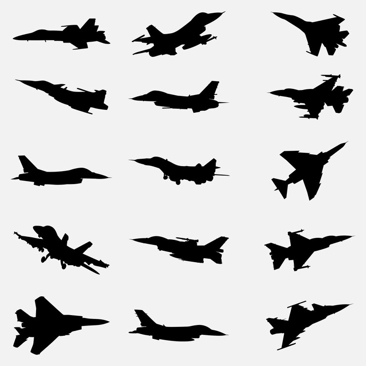 Vector siluetas de vector de jet de combate