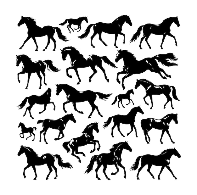 Siluetas de vectores de caballos