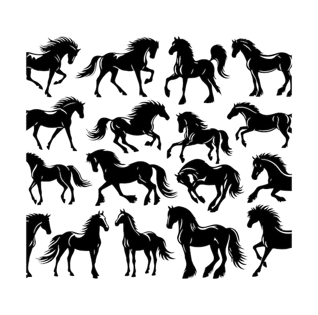 Siluetas de vectores de caballos