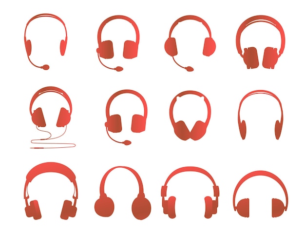 Siluetas vectoriales aisladas de los auriculares