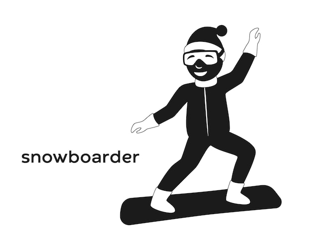 Siluetas vectoriales aisladas de snowboarder