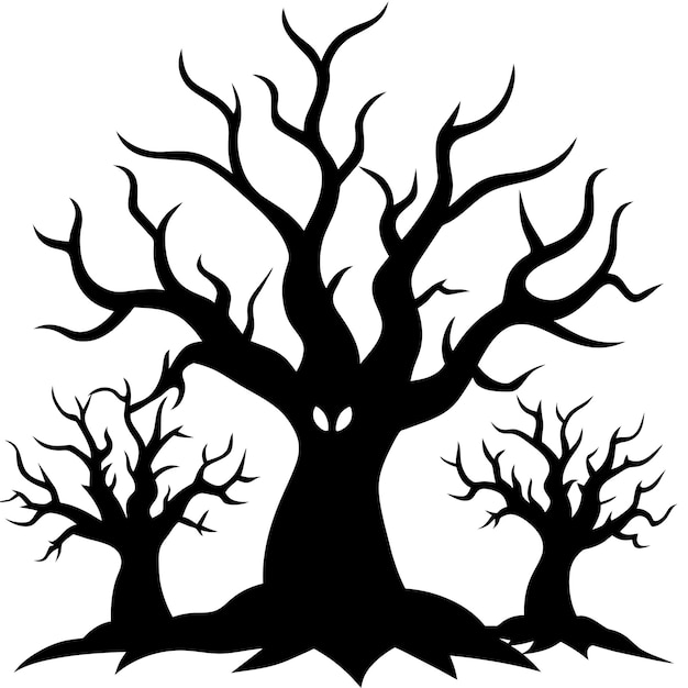 siluetas vectoriales de árboles espantosos embrujados y muertos específicamente para diseños temáticos de Halloween 21