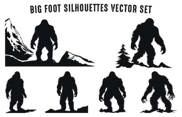 Siluetas vectoriales de Bigfoot Ilustraciones vectoriales de Clipart Bundle Yeti Siluetas de Bigfoot