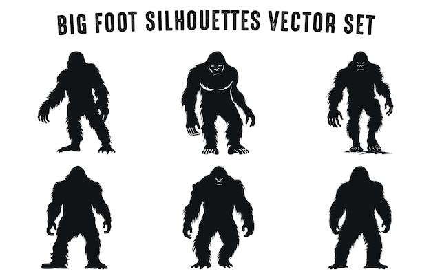 Siluetas vectoriales de Bigfoot Ilustraciones vectoriales de Clipart Bundle Yeti Siluetas de Bigfoot