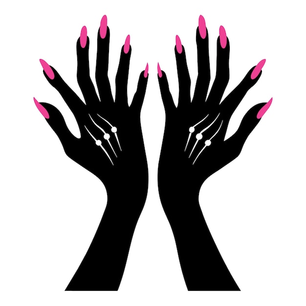 Vector siluetas vectoriales de manos femeninas con manicura sobre un fondo blanco ilustración vectorial